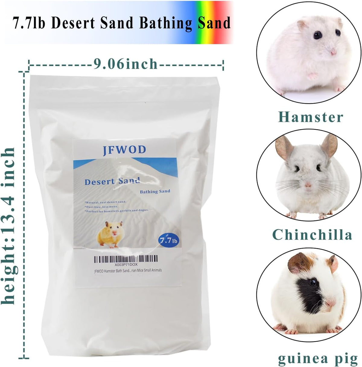 Hamster Bath Sand, 7.7lb Dust Free Desert Sand or Potty Litter Sand for Hamster Chinchillas Gerbil Syrian Mice Small