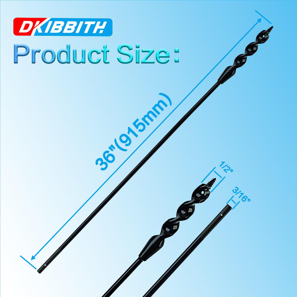 DKIBBITH Flexible Installer Drill Bit for Pulling Wires Through Walls Ceilings and Sidewalks,36-Inch Long, 1/2-Inch Auger with a Fish Eye Hole and Screw Point, 3/16" 3-Flat Anti-Slip Shank.