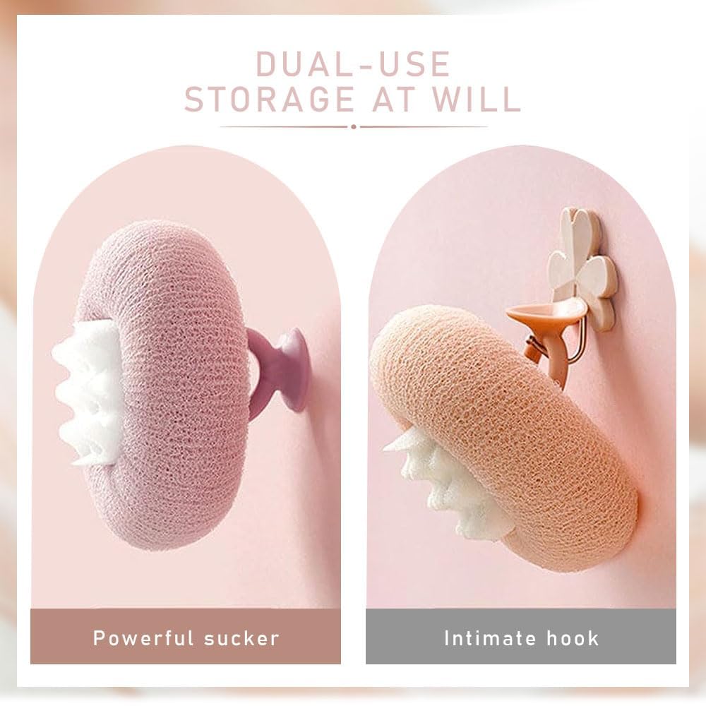 Upgraded 2-in-1 Sunflower Bath Ball with Suction Cup, Super Soft Exfoliating Shower Sponge, Gentle Bath Ball for
