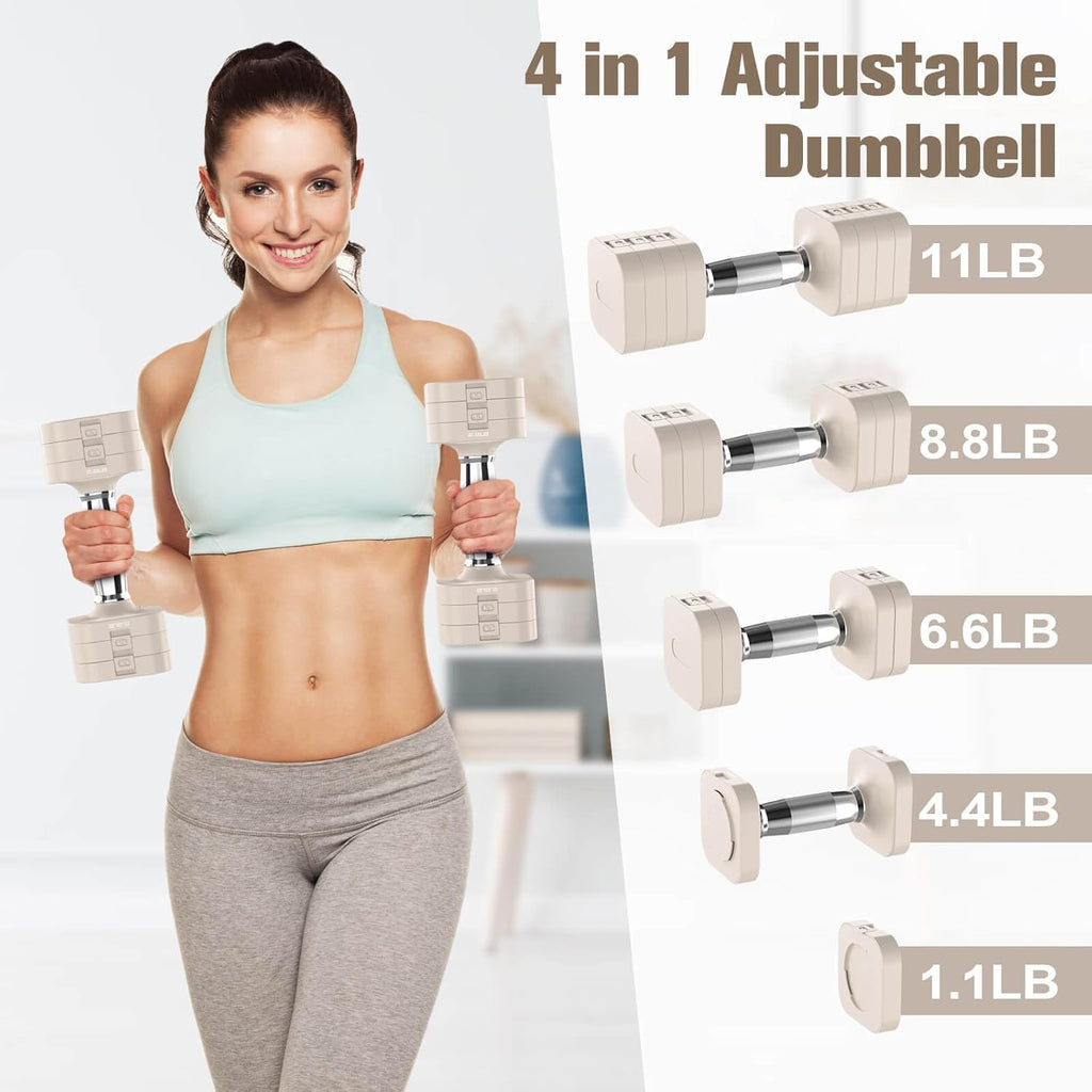 22LB 26.4LB 30.8LB Adjustable Dumbbells Set, Adjustable Weight Dumbbells with Multiple Levels, Hand Weights Sets for