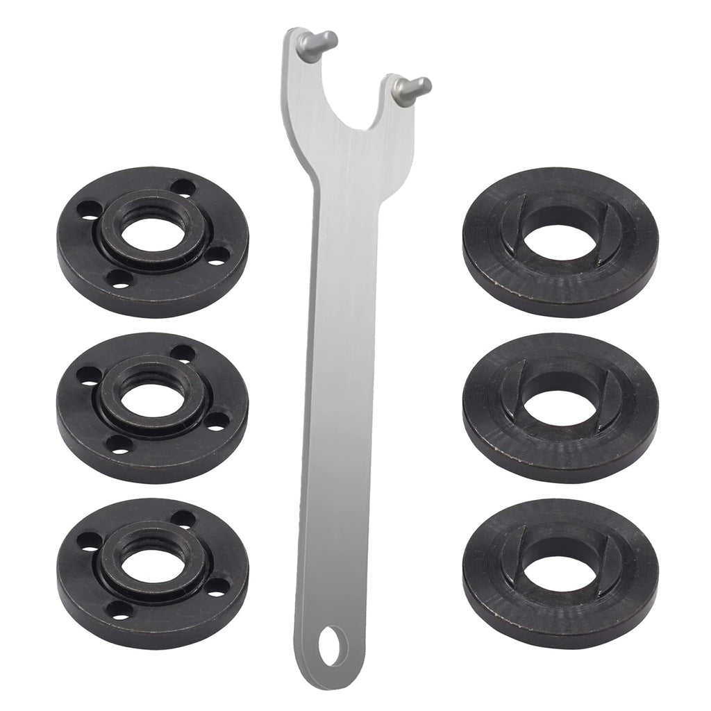 3-Pack Angle Grinder Flange Nut & Wrench Set – for 4.5”, 5”, 7” 5/8”-11 Thread, Compatible with Dewalt, Milwaukee, Makita, Bosch, Black & Decker, R-yobi – Replaces 193465-4, 224399-1, 224568-4