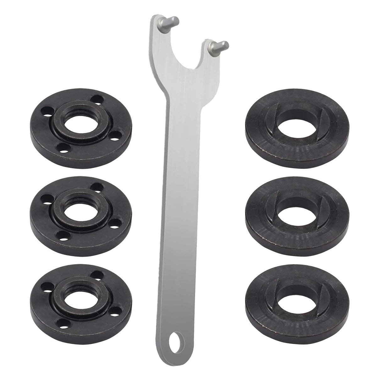 3-Pack Angle Grinder Flange Nut & Wrench Set – for 4.5”, 5”, 7” 5/8”-11 Thread, Compatible with Dewalt, Milwaukee, Makita, Bosch, Black & Decker, R-yobi – Replaces 193465-4, 224399-1, 224568-4