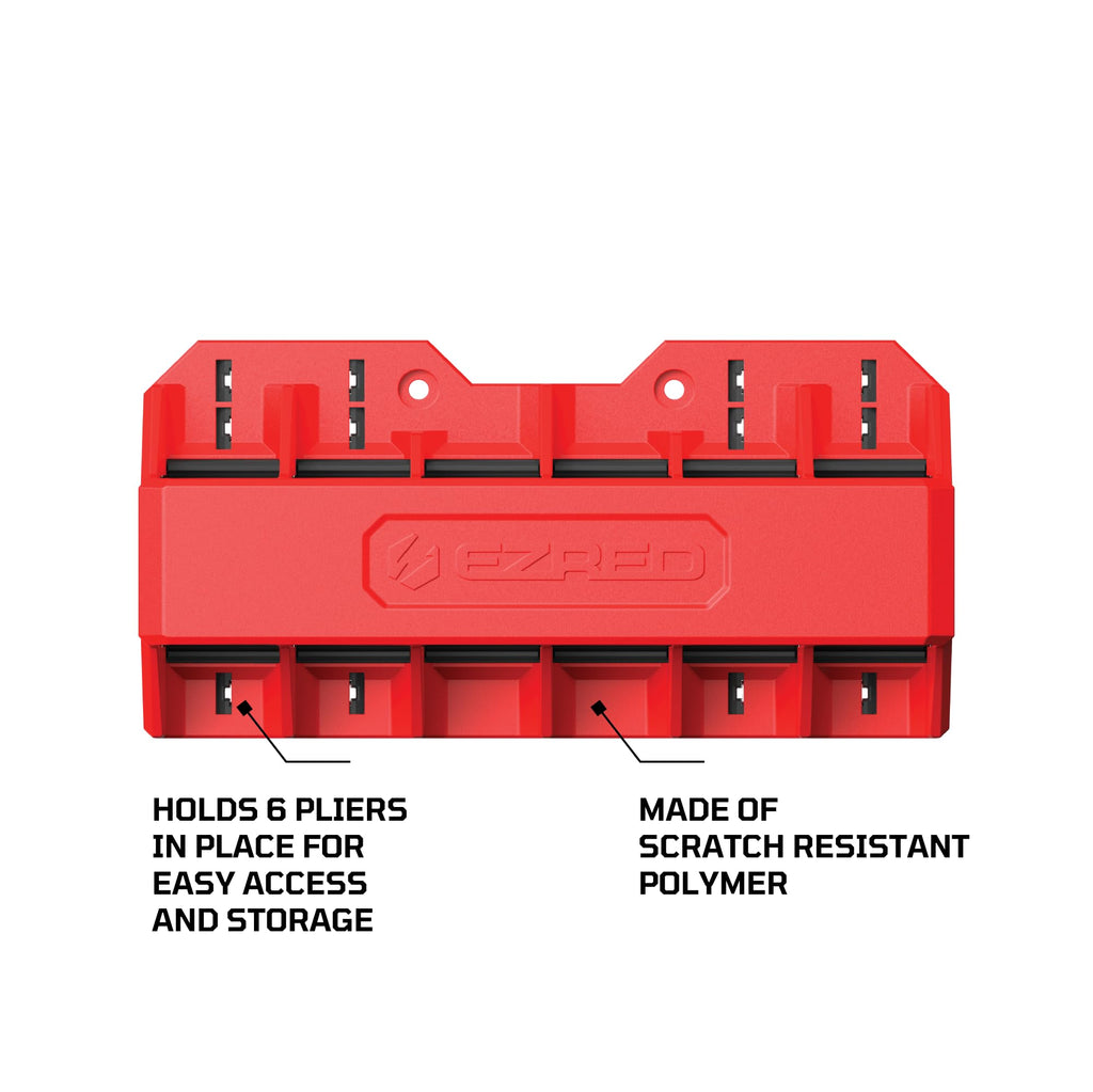 EZRED EZPH6 Magnetic Plier Holder Red, Holds 6 Pliers