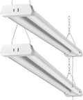 4FT Linkable LED Shop Light for Garages, 42W 4800LM 5000K Daylight Led Shop Lights, Ceiling Light with Pull Chain (ON/Off), Linear Worklight Fixture with Plug, 2 Pack