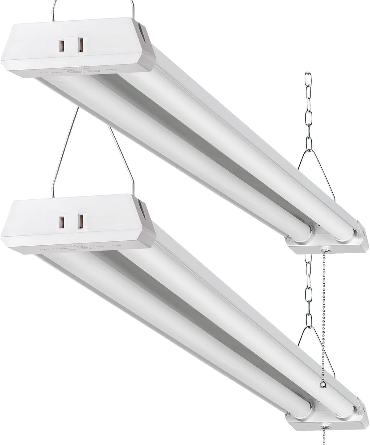 4FT Linkable LED Shop Light for Garages, 42W 4800LM 5000K Daylight Led Shop Lights, Ceiling Light with Pull Chain (ON/Off), Linear Worklight Fixture with Plug, 2 Pack