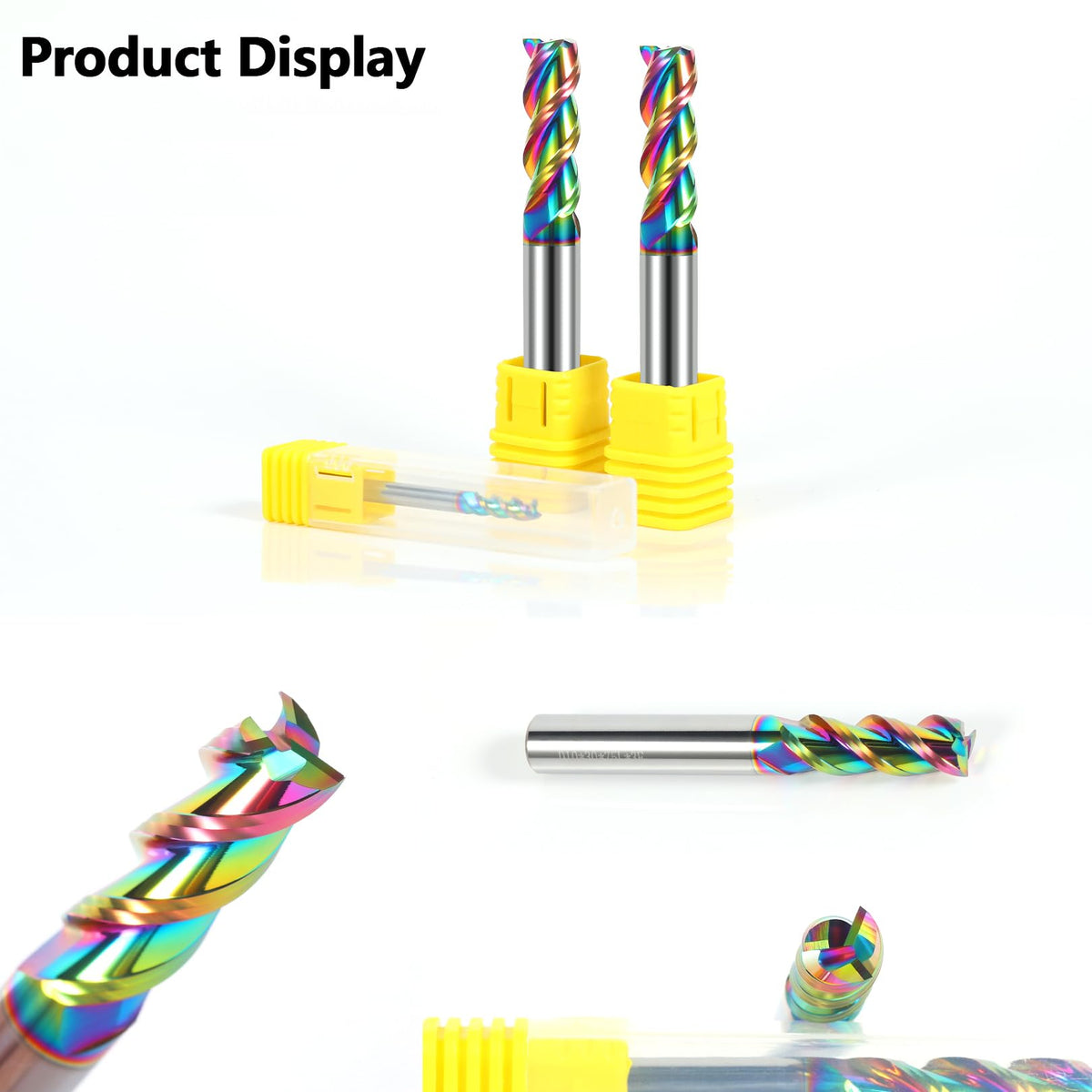 AYCHOLIZ 3/16" Solid Carbide Flat End Mills Set 3 Flute Diamond-Like Coating End Milling Cutter for Aluminum,Copper,Magnesium Alloys