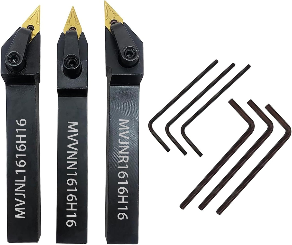 GBJ 3PCS 5/8" MVJNR MVJNL MVVNN holder with Carbide Turning Inserts VNMG331 CNC Lathe Turning Tools for machining Steel parts/stainless steel
