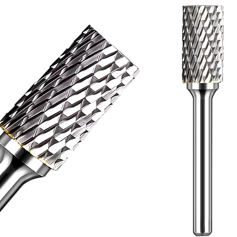 KOTVTM Carbide Burr Set 1/4" Shank SA-3 Die Grinder Bits Tungsten Double Cut Burr Bits (3/8" Cutter Dia X 0.86" Cutter Length) for Die Grinder Kits Metal Grinding Drilling Polishing (1pcs)