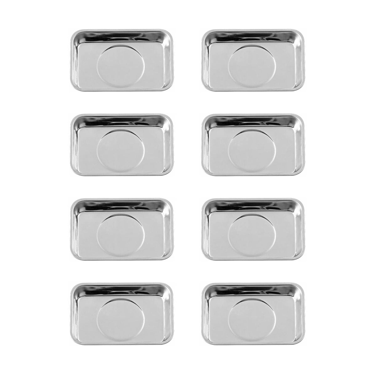 8 Pieces Rectangle Magnetic Trays Set Stainless Steel Magnet Tool Tray Parts Holder for Screws, Sockets, Bolts, Pins