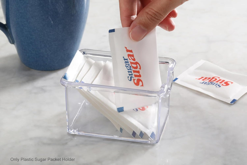Plastic Sugar Packet Holder, Clear, Heavy Duty SAN Material, Set of 24