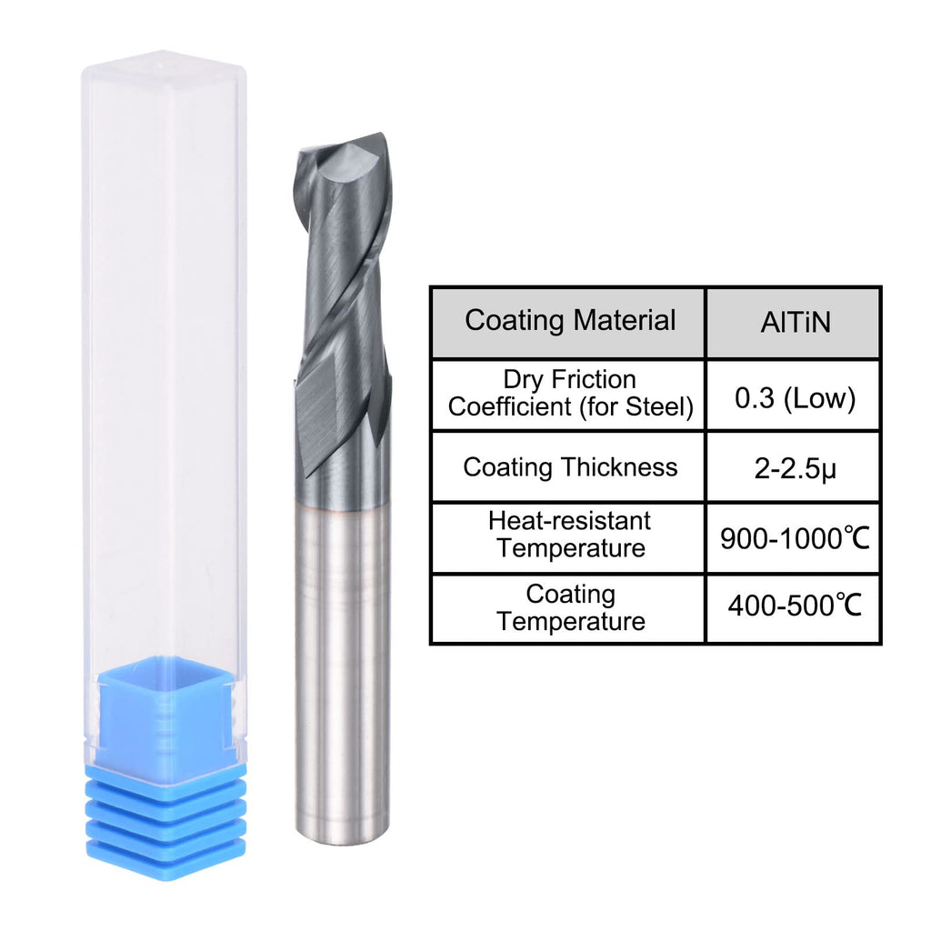 uxcell Square Nose End Mill, 8mm Tip Dia Solid Carbide AlTiN Coated CNC Router Bits 2 Flute Spiral Milling Cutter HRC45 with 8mm Shank 60mm (2.36-inch) Length