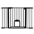 29-48" Extra-Wide Adjustable Hardware/Pressure-Mounted Pet & Child Safety Gate with Small Cat Door & Auto-Close Walk-Through Gate for Stairs, Hallways & Wide Doorways