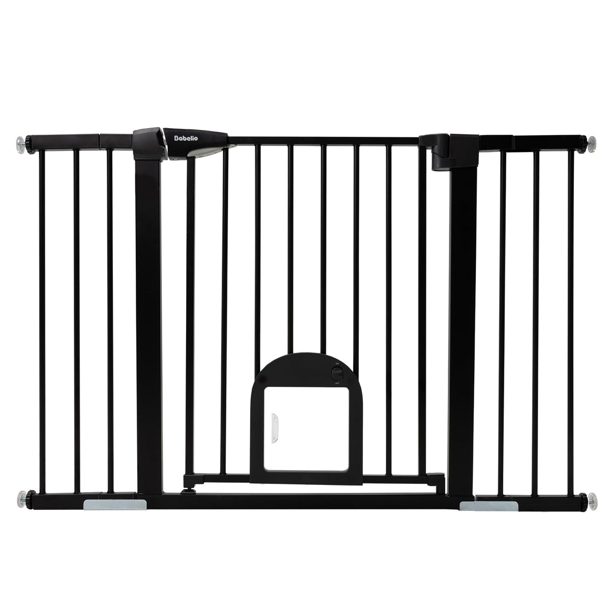 29-48" Extra-Wide Adjustable Hardware/Pressure-Mounted Pet & Child Safety Gate with Small Cat Door & Auto-Close Walk-Through Gate for Stairs, Hallways & Wide Doorways