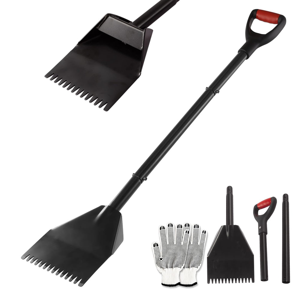 Heavy Duty Roofing Shovel with Gloves，45in Shingle Removal Tool