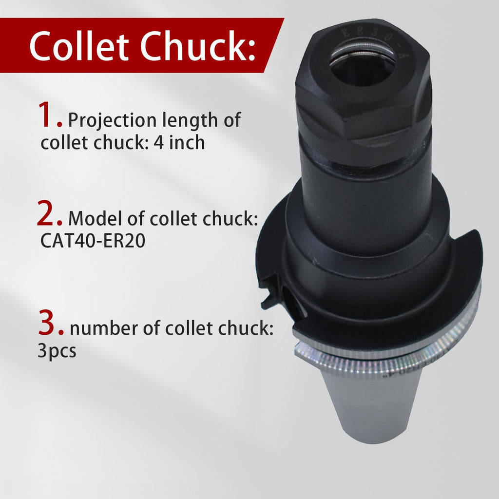 findmall 3Pcs CAT40 Tool Holder ER20 Collet Chuck Set Tool Post OXA