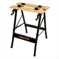 Portable Small Workbench with Vise, Imprinted Ruler and Protractor Scale, Folding Sawhorse/Worktable and 4 Bench Dogs