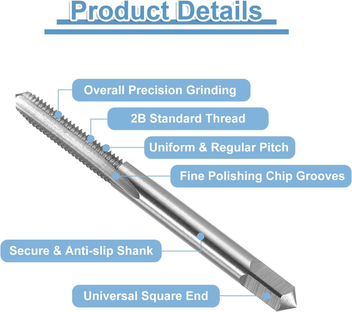uxcell 15pcs Straight Flute Thread Tap, 10-32 UNF Screw Threading Tapping Tool Thread Milling Machine Taps, High-Speed Steel 6542 (HSS 6542)