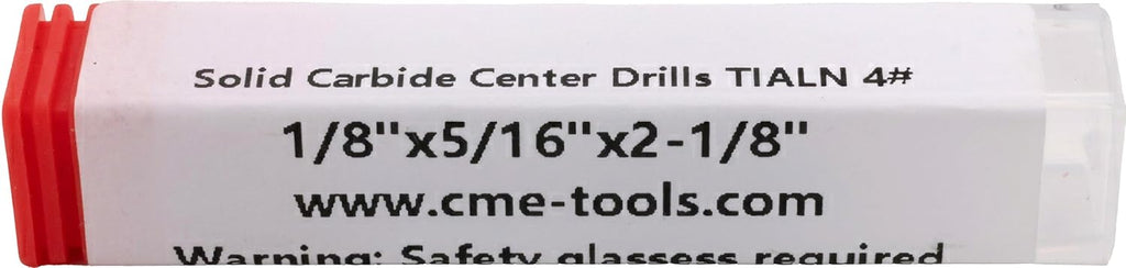 CME #4 Carbide Center Drills, TiAlN Coated, 5 pcs