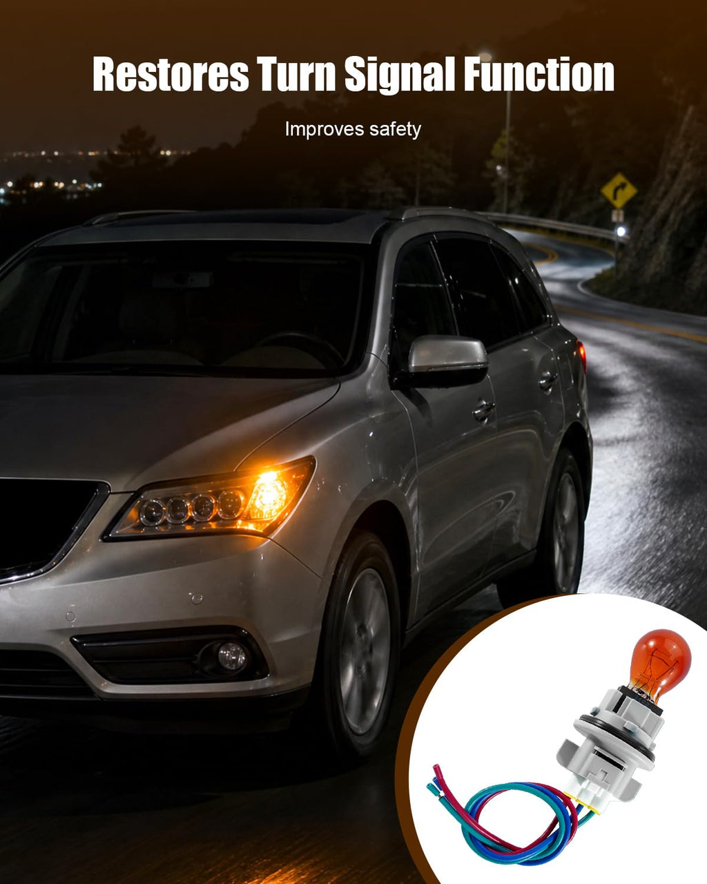 34301-S3V-A11 Front Turn Signal Bulb Socket with Wiring Harness and Bulb
