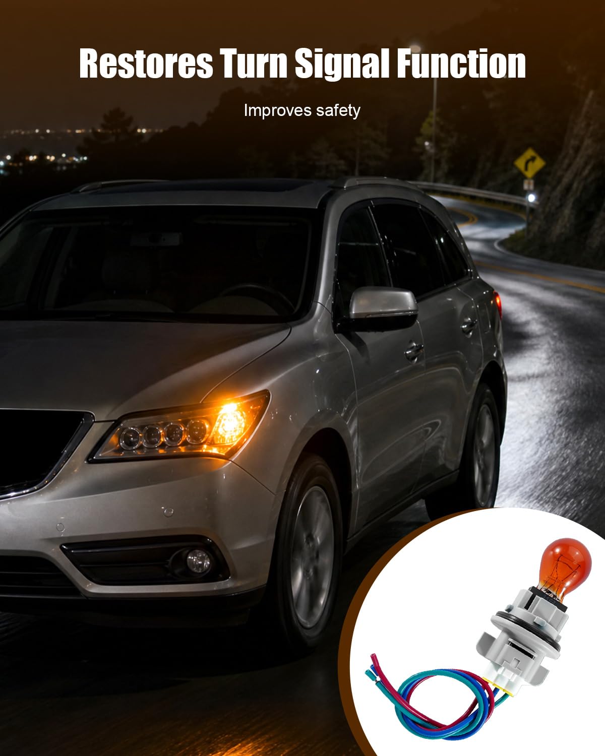 34301-S3V-A11 Front Turn Signal Bulb Socket with Wiring Harness and Bulb