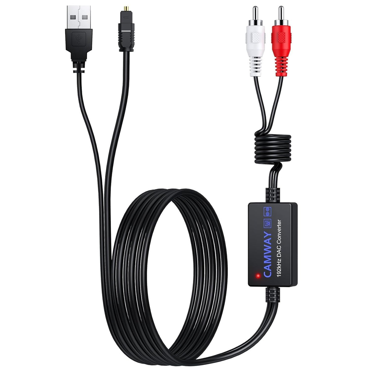 Digital to Analog Audio Converter,Optical to RCA Converter,SPDIF to RCA,192kHz DAC Converters 5.7 ft Audio
