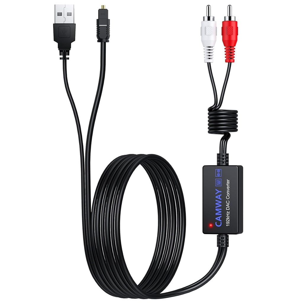 Digital to Analog Audio Converter,Optical to RCA Converter,SPDIF to RCA,192kHz DAC Converters 5.7 ft Audio