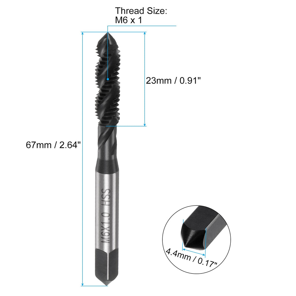 uxcell 4pcs Spiral Flute Thread Taps, M6 x 1 Nitride Coated Metric Screw Tap, Fully Ground High Speed Steel 6542 Machine Tapping Threading Tool for Machinist Thread Repair