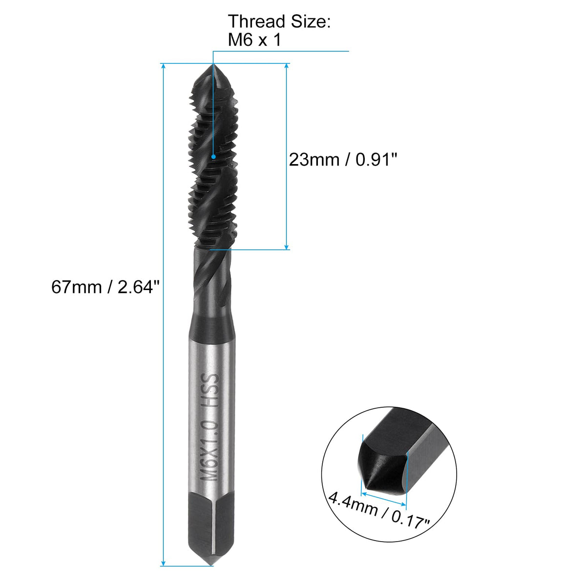 uxcell 4pcs Spiral Flute Thread Taps, M6 x 1 Nitride Coated Metric Screw Tap, Fully Ground High Speed Steel 6542 Machine Tapping Threading Tool for Machinist Thread Repair