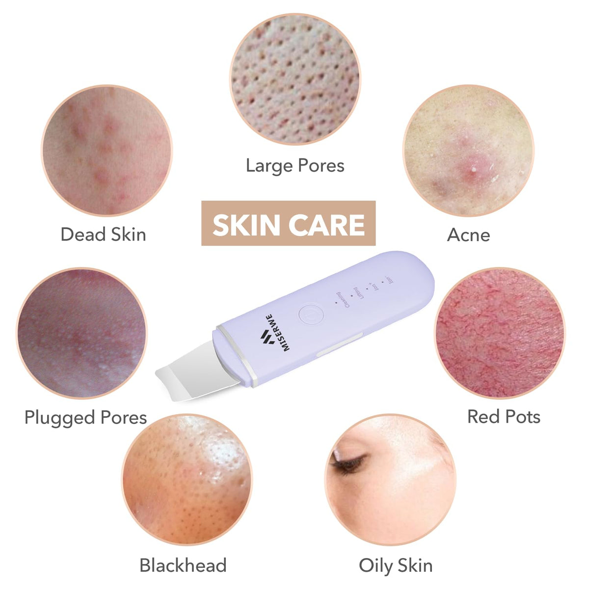 Skin Scrubber Face Skin Spatula Facial Scrubber Spatula for Deep Cleansing Blackhead Remover Pore Cleaner with 4