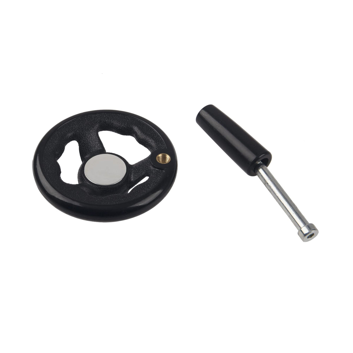 Rrina 0.47x4inch Diameter Round Hand Wheel W Revolving Knob Handle for Mill Drillpress Crank Lathe