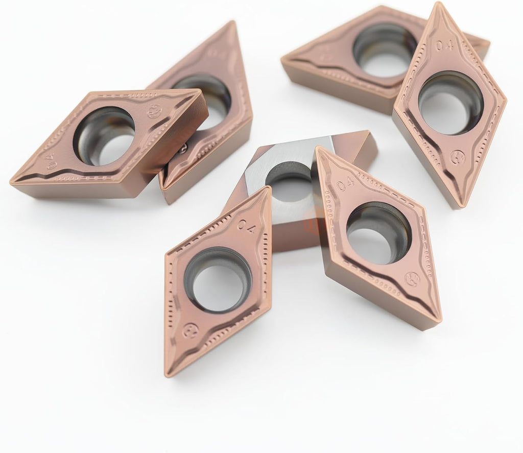 DCMT32.51 DCMT11T304 Indexable Carbide Turning Tools with GE Chip Breaker, PVD Coated for Stainless Steel and Superalloys, 10 pcs