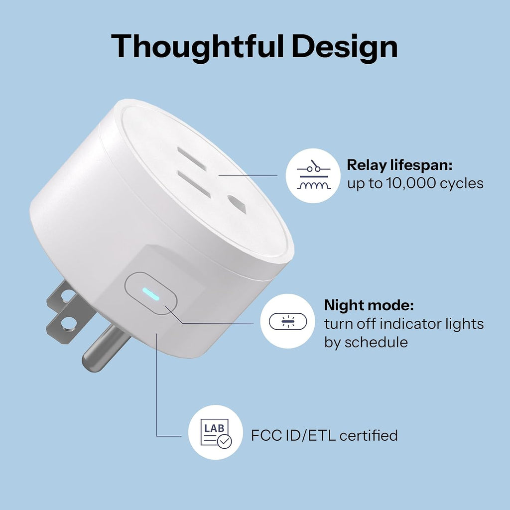 Matter Smart Plug S41s 4-Pack, 15A 1800W WiFi Smart Plug Outlet, ETL Certified, Remote & Voice Control with Timer