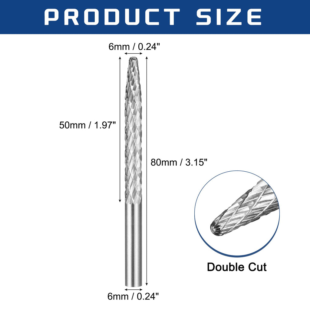 Workkyma Die Grinder Bits Rotary Burrs 6mm Shank 6x50mm Cutting Head