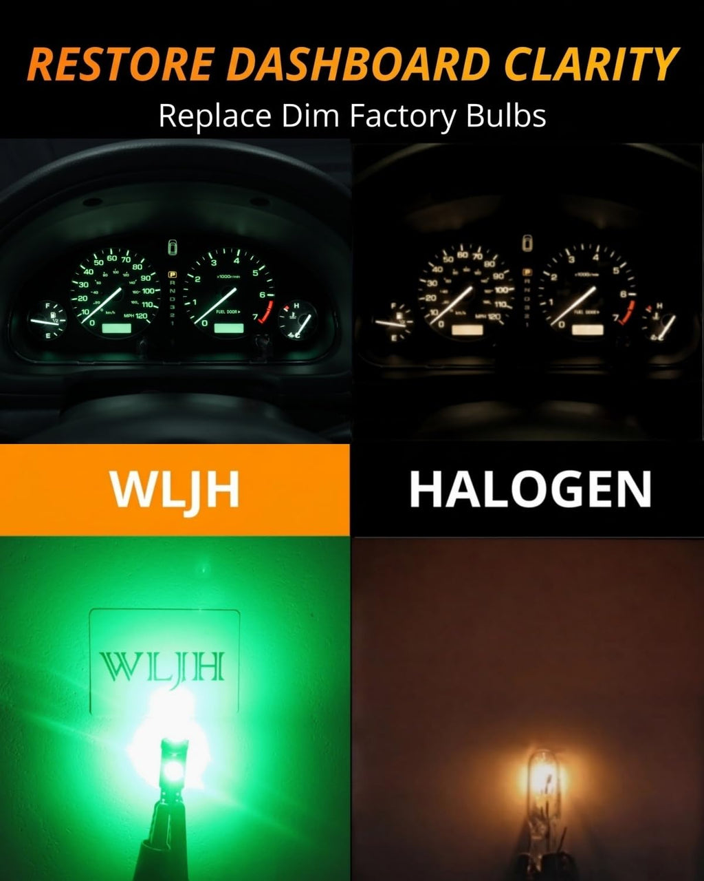WLJH Green Dash Instrument Panel Gauge Cluster Illumination Light Warning Indicator Lamp Complete Led Bulb Kit for 2000-2004 Subaru Legacy, Pack of 26