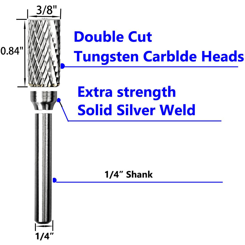 KOTVTM Carbide Burr Set 1/4" Shank SA-3 Die Grinder Bits Tungsten Double Cut Burr Bits (3/8" Cutter Dia X 0.86" Cutter Length) for Die Grinder Kits Metal Grinding Drilling Polishing (1pcs)