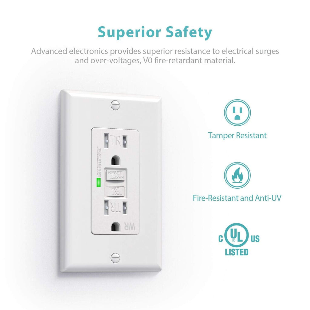 [10 Pack] WEBANG Self-Test GFCI Outlets, Tamper-Resistant and Weather-Resistant, GFCI Receptacle with LED Indicator