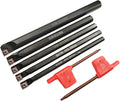 S06K/S07K/S08K/S10K/S12M-SCLCR06 Lathe Indexable Internal Boring Bar Set, Lathe Turning Tools Holder Set with CCMT21.51/CCMT060204 Carbide Indexable Boring Turning Inserts + 5pcs T8 Wrench