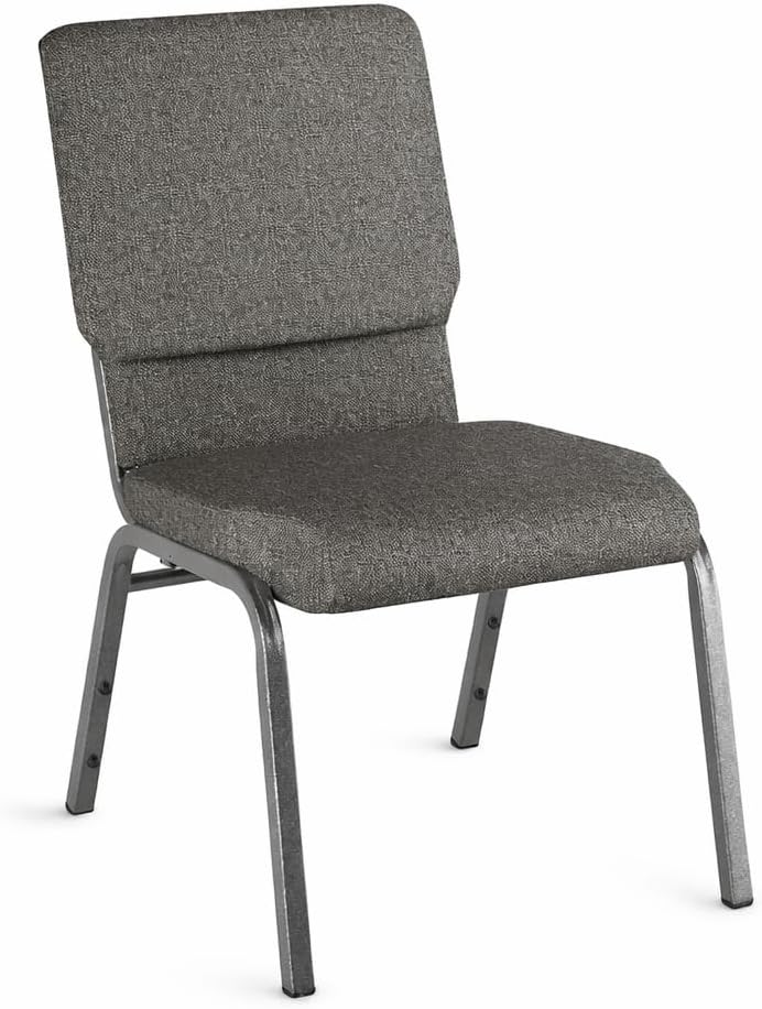 Stackable Church Chair with Book Pocket, Fabric Upholstered Seat, Steel Frame - Perfect for Auditorium, Worship