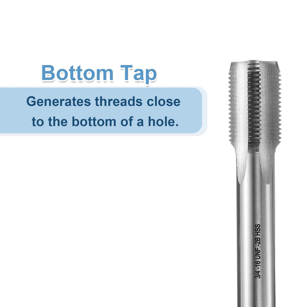 uxcell Hand Bottom Tap 3/4-16 UNF 2B Thread Bottoming Style Threading Tap