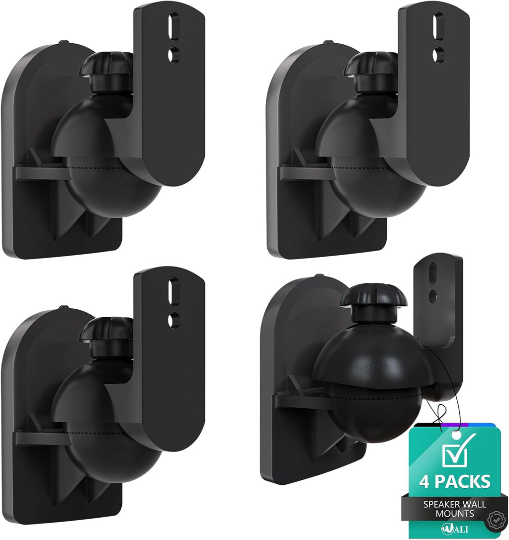 Speaker Wall Mount, Surround Sound Speaker Stand with Adjustable Swivel Tilt Angle, Small Bookshelf Speaker Mount for