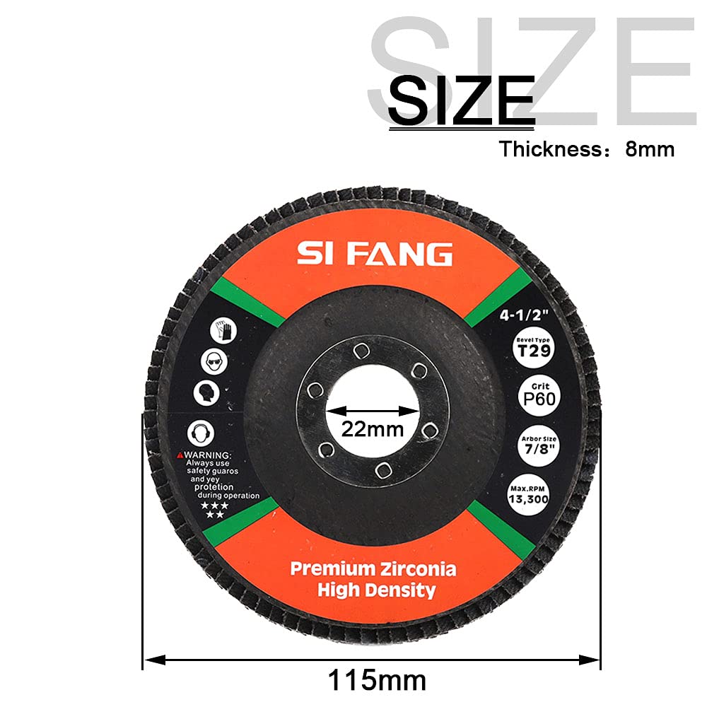 SI FANG 320 Grit Flap Discs 4 1/2 inch for Angle Grinder 10 Pack Type 29