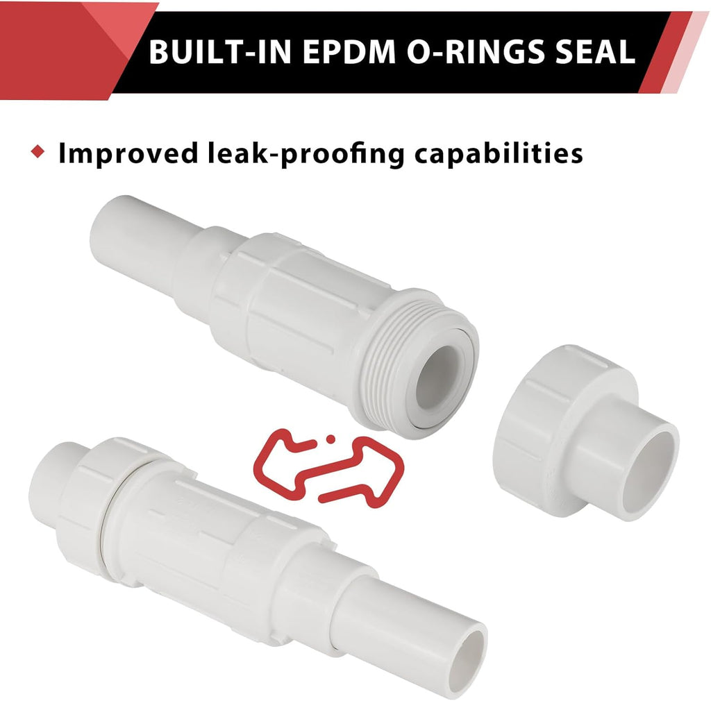 (Pack of 2) EFIELD 1/2 Inch PVC Expansion Repair Coupling for Broken or Cracked Pipe, Schedule 40, White,(PVC028-2)