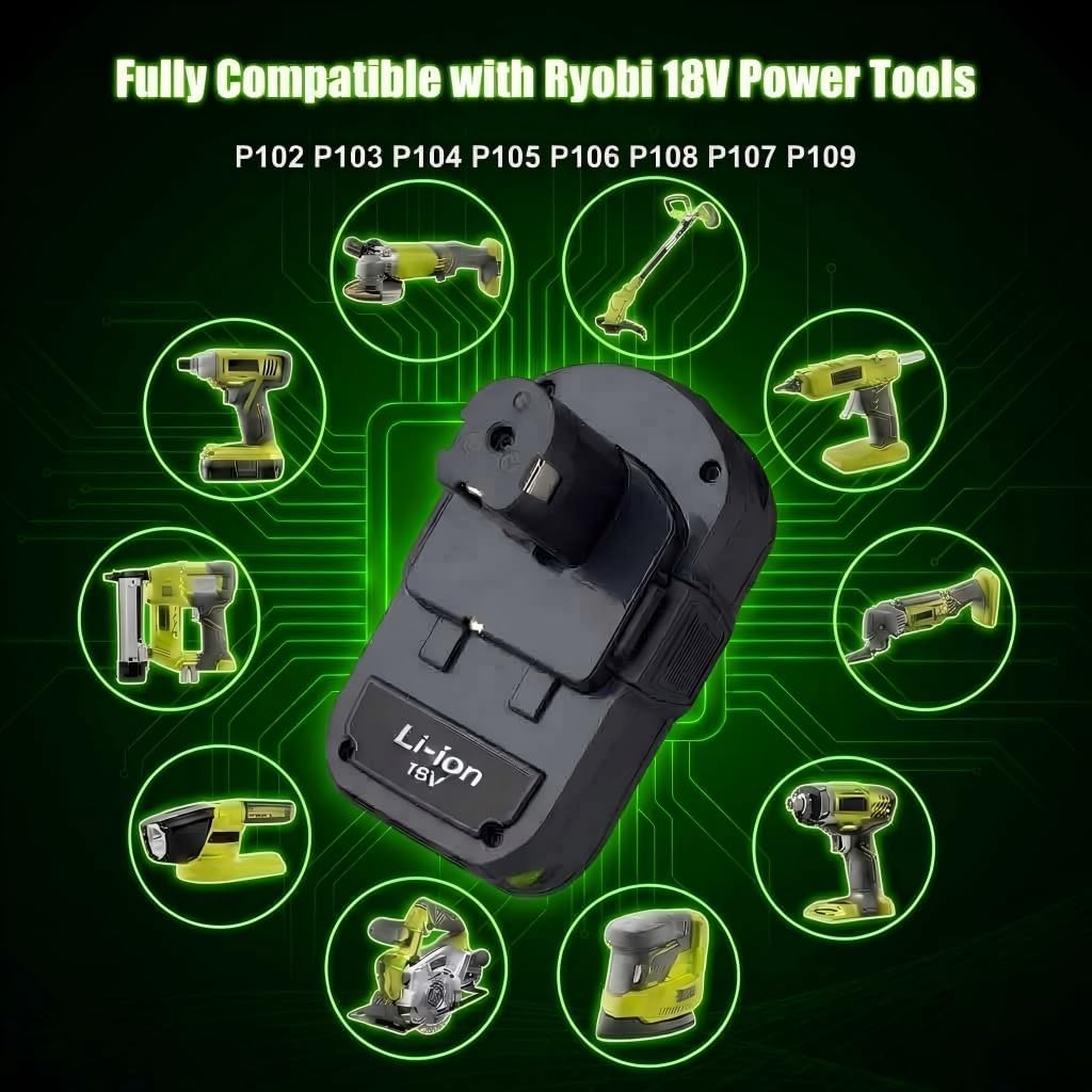 LORDONE 3000mAh P108 Replacement Battery for Ryobi 18V,2 Pack