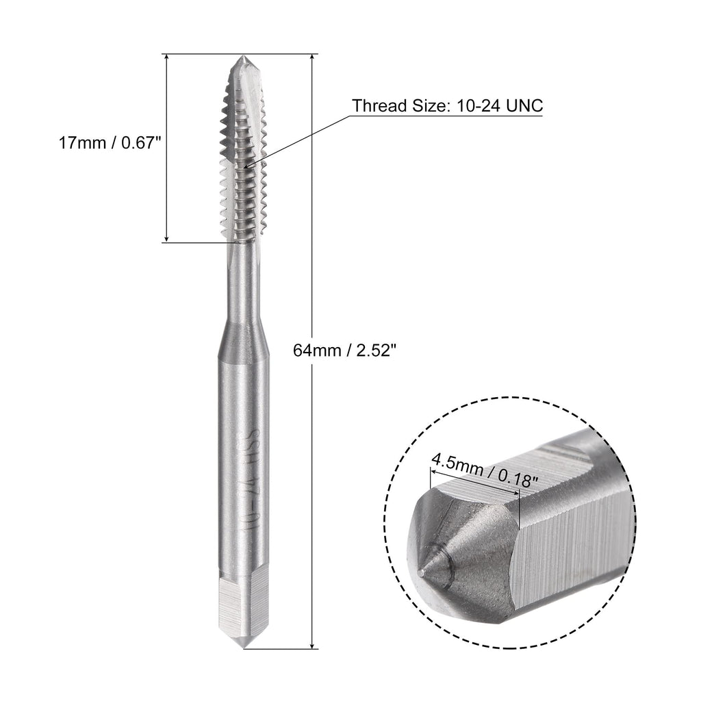 uxcell Spiral Point Threading Tap 10-24 UNC HSS (High Speed Steel) Machine
