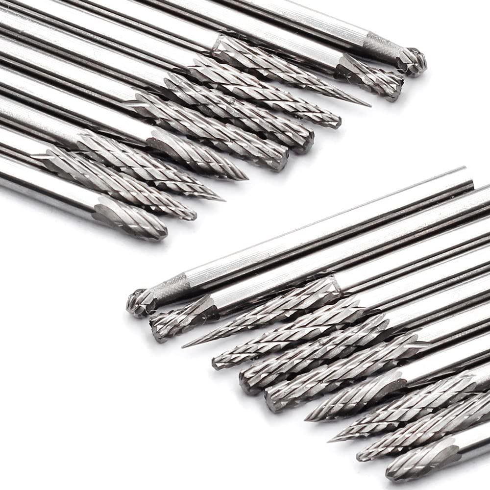 YUFUTOL 20pcs Solid Carbide Burr Set 0.118‘’（3mm） Shank