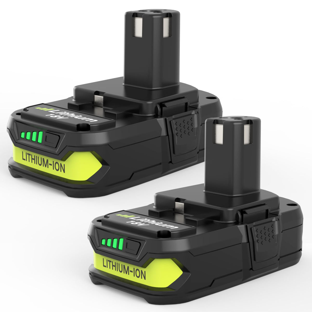 2 Packs 18 Volt 3.6AH Replacement for Ryobi 18V Battery 3600mAh(Green)