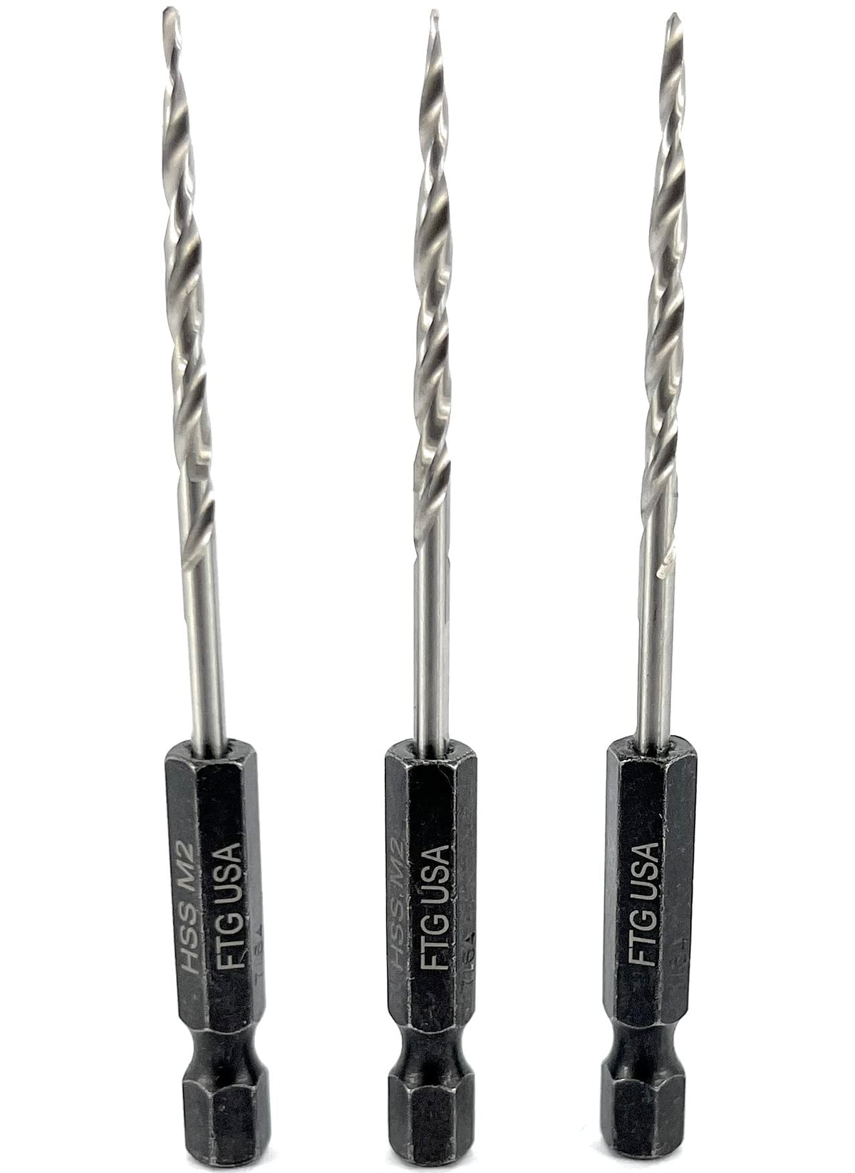 FTG USA 3Pc #4 (7/64") Replacement Countersink Drill Bit Set Tapered Bits