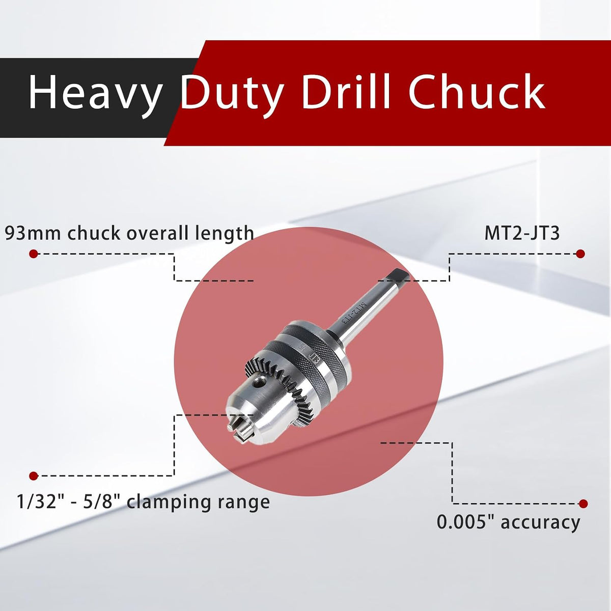 findmall MT2 Shank Drill Chuck 1/32"-5/8" Range, with Matching Chuck Key