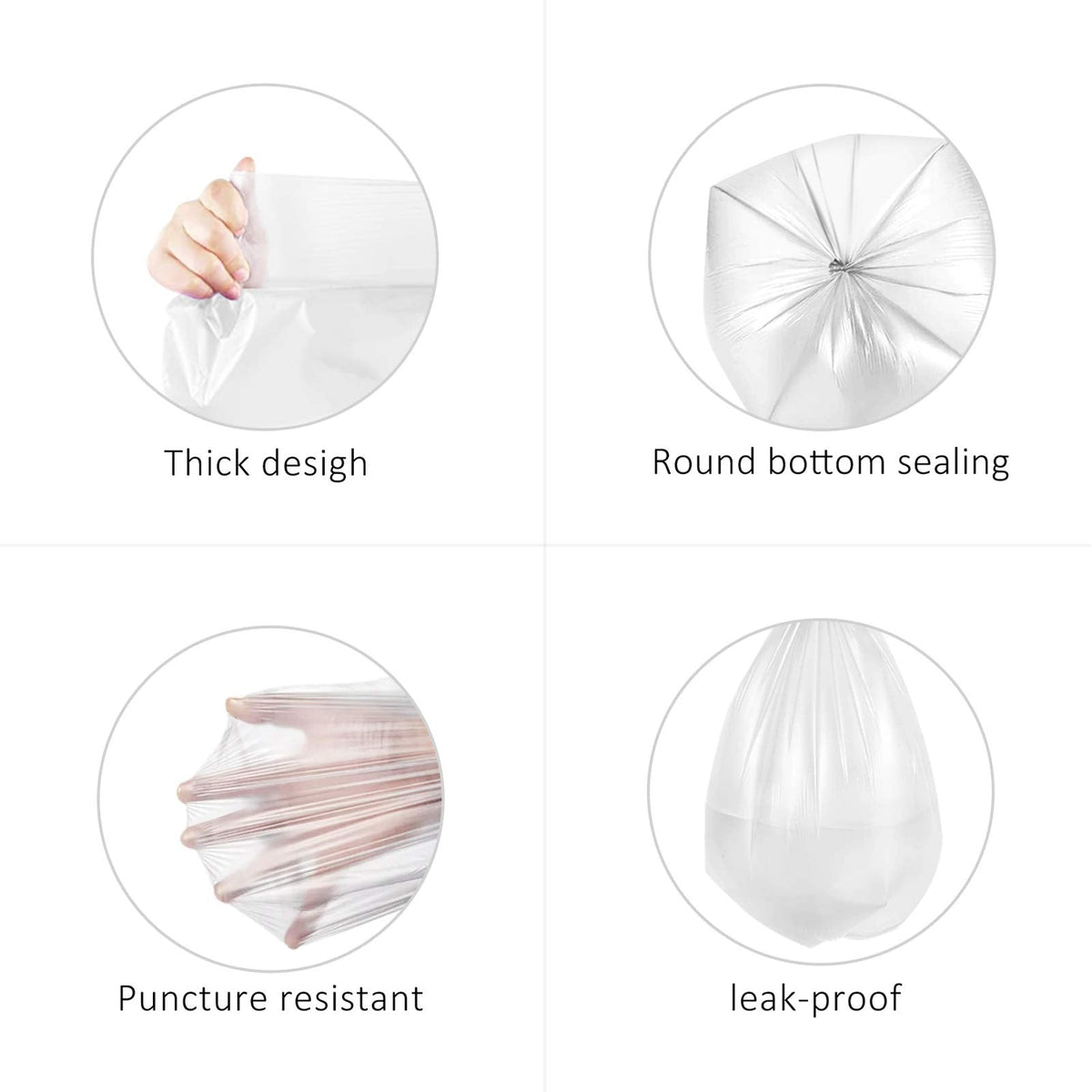 8 Gallon Medium Trash Bags, 250 Count, Clear Kitchen Garbage Bags