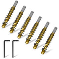 Pilot Drill Bits for Hole Saws, 6 PCS, M2 Steel 15/64"×2-11/16"(6-68mm) Titanium Coated Each one with a Spring, Plus Two Wrenches. Suitable for Drilling Center Holes in Iron, Wood, Steel, and Plastic